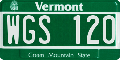 VT license plate WGS120