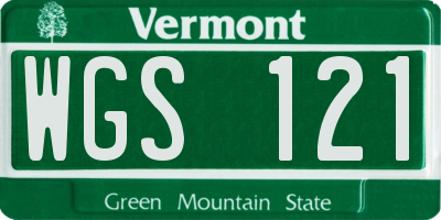 VT license plate WGS121