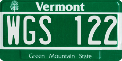 VT license plate WGS122