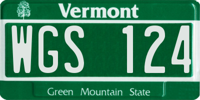 VT license plate WGS124