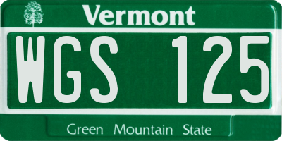 VT license plate WGS125