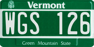 VT license plate WGS126