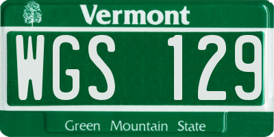 VT license plate WGS129
