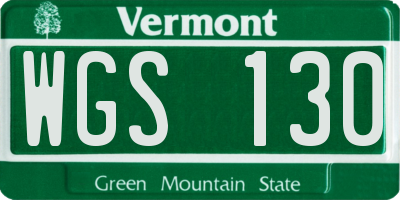 VT license plate WGS130