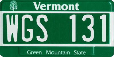 VT license plate WGS131