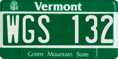 VT license plate WGS132
