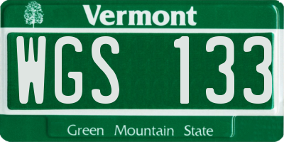 VT license plate WGS133