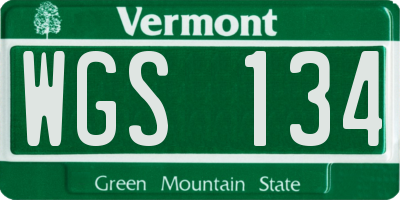 VT license plate WGS134