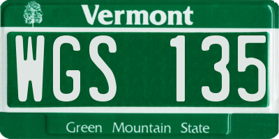 VT license plate WGS135