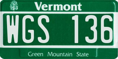 VT license plate WGS136