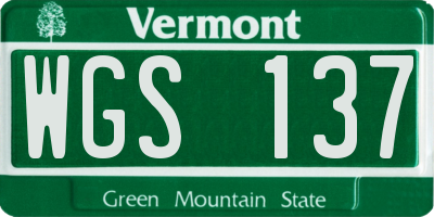 VT license plate WGS137