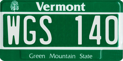 VT license plate WGS140
