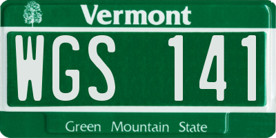 VT license plate WGS141