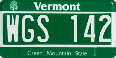 VT license plate WGS142