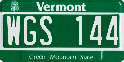 VT license plate WGS144