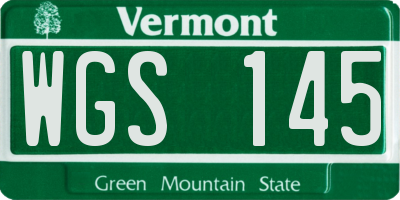 VT license plate WGS145