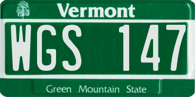 VT license plate WGS147