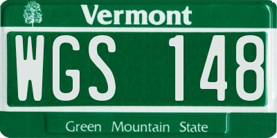 VT license plate WGS148