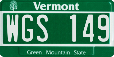 VT license plate WGS149