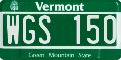 VT license plate WGS150
