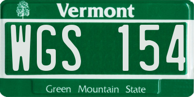 VT license plate WGS154