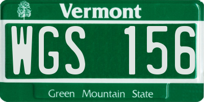 VT license plate WGS156