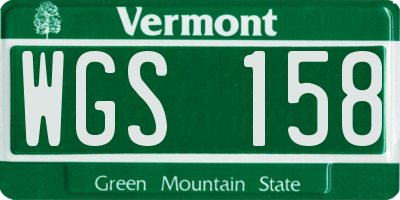 VT license plate WGS158
