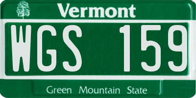 VT license plate WGS159
