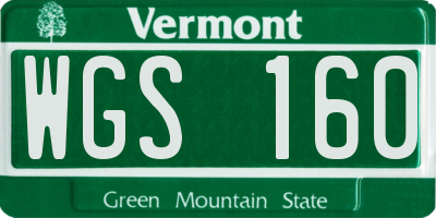 VT license plate WGS160