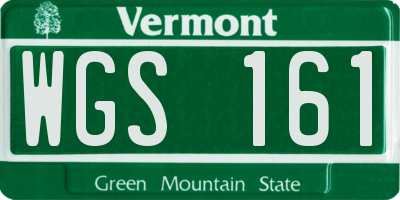 VT license plate WGS161