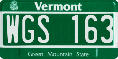 VT license plate WGS163
