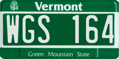 VT license plate WGS164