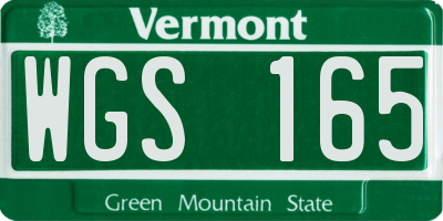 VT license plate WGS165