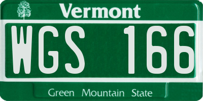 VT license plate WGS166