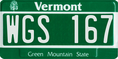 VT license plate WGS167