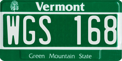 VT license plate WGS168