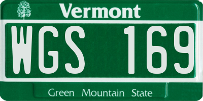 VT license plate WGS169