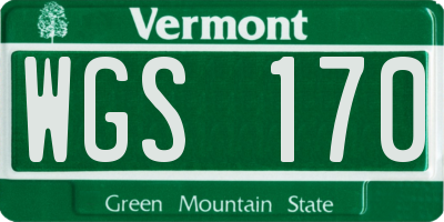 VT license plate WGS170