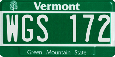 VT license plate WGS172