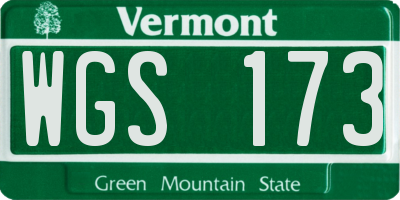 VT license plate WGS173