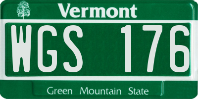 VT license plate WGS176