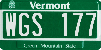 VT license plate WGS177
