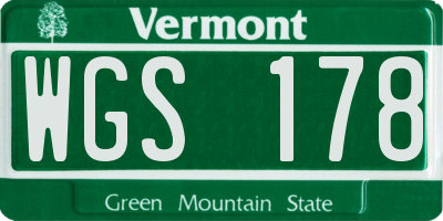 VT license plate WGS178