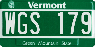 VT license plate WGS179