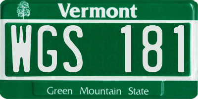 VT license plate WGS181