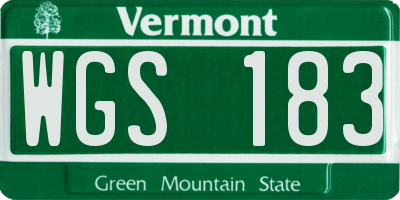 VT license plate WGS183