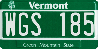 VT license plate WGS185