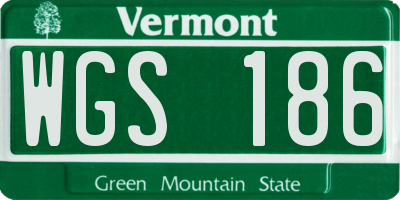 VT license plate WGS186