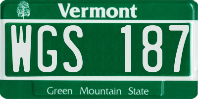 VT license plate WGS187