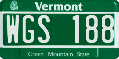 VT license plate WGS188